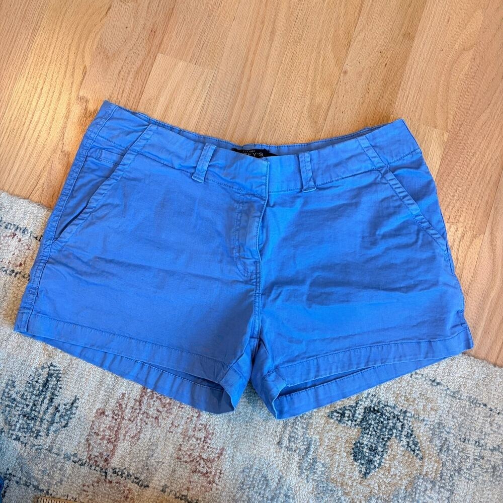 Women's Mid-Rise Chino Shorts Size 10 Blue Preppy Classic‎ Summer Essential